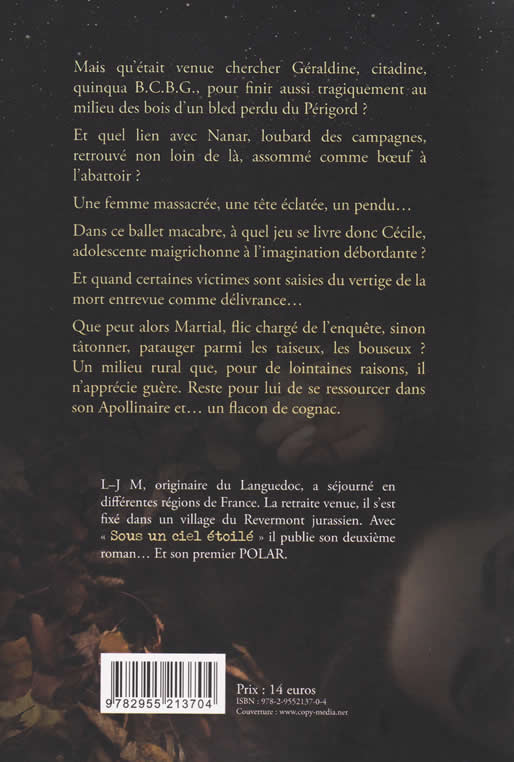 roman Sous un ciel étoilé, verso couverture Sous un ciel étoilé